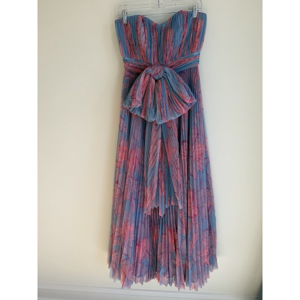 Hutch Strapless Tulle A-line Gown; Bow; Pink & Blue; Size 4; NWT